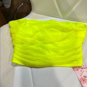 Neon Yellow Ruched Tube Top